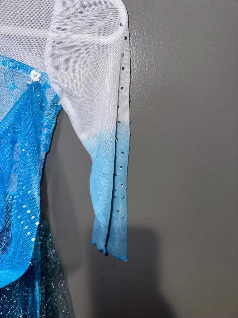 Elsa inspired Blue Sparkle Princess Costume Dress with Blonde Braid Wig